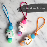 Tirette LICORNE, BRILLE DANS LE NOIR, pour fermeture éclair,aide-zip, identificateur