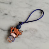 Tirette VACHE HIGHLAND pour fermeture éclair, aide l'autonomie des petit