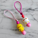 Tirette duo POULE et POUSSIN 3D pour fermeture éclair, zipette, ami-zip