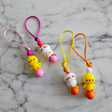 Tirette duo POULE et POUSSIN 3D pour fermeture éclair, zipette, ami-zip