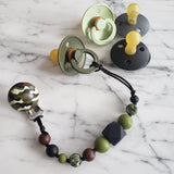 Attache-suce JAMES, camouflage, motif armée, militaire, attache sucette, attache tétine, accessoire pour bébé, cadeau de shower