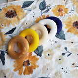 Mini doudou étiquettes TOURNESOLS, doudou sensoriel, attache pour suce, cadeau de shower