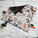 Mini doudou étiquettes ANIMAUX DE LA FORÊT, mini doudou, doudou sensorielle, bille de dentition, accessoire pour bébé, cadeau de shower