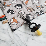 Mini doudou étiquettes ANIMAUX DE LA FORÊT, mini doudou, doudou sensorielle, bille de dentition, accessoire pour bébé, cadeau de shower