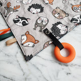 Mini doudou étiquettes ANIMAUX DE LA FORÊT, mini doudou, doudou sensorielle, bille de dentition, accessoire pour bébé, cadeau de shower