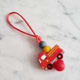 Tirette CAMION DE POMPIER pour fermeture éclair, zipette, accessoire sensoriel, bille de silicone