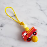 Tirette CAMION DE POMPIER pour fermeture éclair, zipette, accessoire sensoriel, bille de silicone