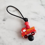 Tirette CAMION DE POMPIER pour fermeture éclair, zipette, accessoire sensoriel, bille de silicone