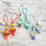 Tirette BATEAU, VOILIER pour fermeture éclair, zipette, aide l'autonomie des petit, accessoire sensoriel, bille de silicone