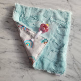 Doudou réconfort  LICORNE ET ARC-EN-CIEL, mini doudou, fausse fourrure, accessoire pour bébé, cadeau de shower