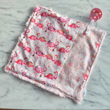 Doudou réconfort  FLAMANTS ROSE, mini doudou, fausse fourrure, accessoire pour bébé, cadeau de shower