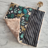 Doudou réconfort LÉOPARD TROPICAL, mini doudou, fausse fourrure, accessoire pour bébé, cadeau de shower