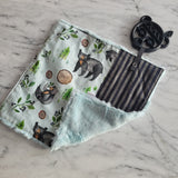 Doudou réconfort OURSON GOURMAND, mini doudou, fausse fourrure, accessoire pour bébé, cadeau de shower