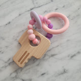 Jouet de dentition PORTE-CLÉS,  perles de silicone, poussée dentaire, cadeau shower, cadeau de naissance