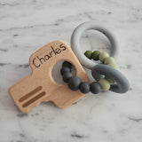 Jouet de dentition PORTE-CLÉS,  perles de silicone, poussée dentaire, cadeau shower, cadeau de naissance