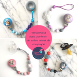 Attache-suce personnalisé, PORTRAIT ANIMAL DE COMPAGNIE, cadeau de shower