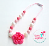 Collier pour enfant ROSALIE, fleur, collier perles de silicone