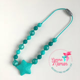 Collier pour enfant ÉTOILE, attache clip sécuritaire, perles de silicone, Cadeau d'anniversaire