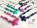 Collier pour enfant ÉTOILE, attache clip sécuritaire, perles de silicone, Cadeau d'anniversaire