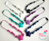 Collier pour enfant ÉTOILE, attache clip sécuritaire, perles de silicone, Cadeau d'anniversaire