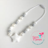 Collier pour enfant ÉTOILE, attache clip sécuritaire, perles de silicone, Cadeau d'anniversaire