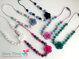 Collier pour enfant ROSALIE, fleur, collier perles de silicone