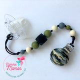 Attache-suce JAMES, camouflage, motif armée, militaire, attache sucette, attache tétine, accessoire pour bébé, cadeau de shower