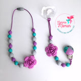 Collier pour enfant ROSALIE, fleur, collier perles de silicone