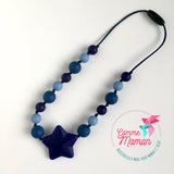 Collier pour enfant ÉTOILE, attache clip sécuritaire, perles de silicone, Cadeau d'anniversaire