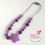 Collier pour enfant ÉTOILE, attache clip sécuritaire, perles de silicone, Cadeau d'anniversaire