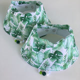 Foulard Bavoir FEUILLAGE TROPICAL, Bandana arrondi bavette, accessoire pour bébé, cadeau de shower