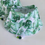 Foulard Bavoir FEUILLAGE TROPICAL, Bandana arrondi bavette, accessoire pour bébé, cadeau de shower
