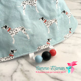 Bavoir POMPIERS, dalmatiens, bavette 3-24 mois, 3 ajustements possible, cadeau de shower, accessoires de dentition