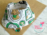 Bavoir FAMILLE DE CHIENS, vert, bavoir 3-24 mois, poussée dentaire, cadeau de shower