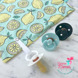 Doudou étiquettes CITRONS, mini doudou, doudou sensorielle, bille de dentition, accessoire pour bébé, cadeau de shower