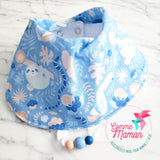 Bavoir PARESSEUX, bleu, rose, toucan, serpent, bavoir 3-24 mois, 3 ajustements possible, cadeau de shower, accessoires de dentition