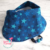 Bavoir FAON et RENARD, étoiles, gris, bavoir 3-24 mois, 3 ajustements possible, cadeau de shower, accessoires de dentition