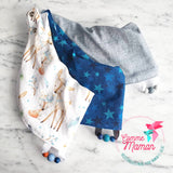 Bavoir FAON et RENARD, étoiles, gris, bavoir 3-24 mois, 3 ajustements possible, cadeau de shower, accessoires de dentition