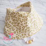 Bavoir LÉOPARD, coeurs, motif léopard or, bavoir 3-24 mois, 3 ajustements possible, cadeau de shower, accessoires de dentition
