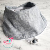 Bavoir FAON et RENARD, étoiles, gris, bavoir 3-24 mois, 3 ajustements possible, cadeau de shower, accessoires de dentition