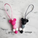 Tirette SOURIS pour fermeture éclair, ours, zipette, aide l'autonomie des petits, accessoire sensoriel, bille de silicone