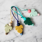 Tirette FEUILLE TROPICALE pour fermeture éclair, zipette, aide l'autonomie des petit, accessoire sensoriel, bille de silicone