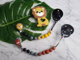 Attache-suce LION ou TIGRE, attache peint à la main, jouet de dentition, cadeau de shower