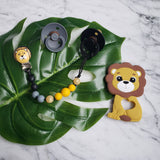 Attache-suce LION ou TIGRE, attache peint à la main, jouet de dentition, cadeau de shower