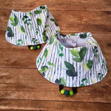 Foulard Bavoir FEUILLAGE AQUARELLE, rayures, bavoir 3-24mois,  accessoire pour bébé, cadeau de shower, cadeau de naissance