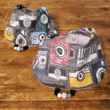 bavoir APPAREILS PHOTOS, bavoir ajustable 3-24mois, poussée dentaire, cadeau de shower, cadeau de naissance