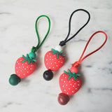 Tirette FRAISE pour fermeture éclair, zipette, aide-zip, fruits des champs, accessoire sensoriel, bille de silicone