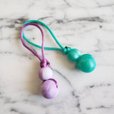 DUO de MINI tirettes pour fermeture éclair, ens. de 2 zipettes, aide-zip, identificateur de sac,  accessoire sensoriel, bille de silicone