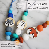 Identificateur OURS POLAIRE, tirette à fermeture éclair, sac d'école, étui à crayons