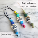 Identificateur RATON-LAVEUR, tirette à fermeture éclair, sac d'école, étui à crayons